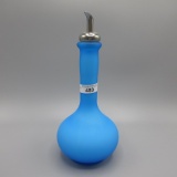 Fenton LG Wright Barber Bottle Blue Stain Cased