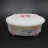 Fenton bouquet of rose-  covered oval box