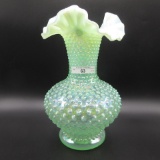 Fenton green Carnival Hobnail vase-10