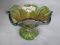 Green Propellar small compote. mis-shape on base