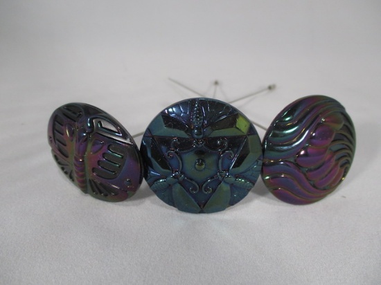 3 hatpins- Big Butterfly, Dragonflies, 6 plums