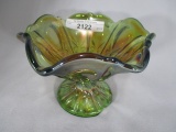 Green Propellar small compote. mis-shape on base