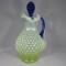 Fenton vaseline opal decanter w/ cobalt stopper