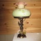 Fenton burmese HP lamp table lamp- Stevens, Bill & Frank Fenton