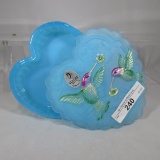 Fenton heart box w/ HP Humming birds blue