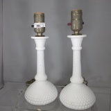 Milk Glass Small hobnail lamp bases