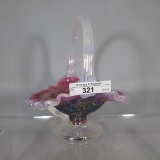 Fenton plum opal basket, inv. strawberry