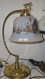 Fenton HP student lamp w/ barn winter scene 