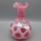 Cranberry opal Dot ruffled top vase-5.5