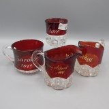 4-Ruby Stained glass etched items