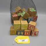 Vintage bag of  child's letter blocks