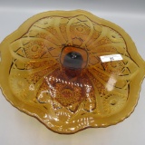 Imperial amber pattern glass pedestal cake plate