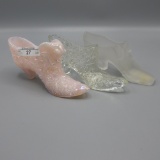 3 glass shoes-Fenton pink Carnival Daisy Button cat shoe, Daisy Button clea