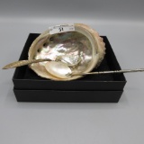 Abalone shell condiment set-1 spoon is sterling