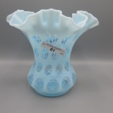 Blue Opal ruffled vase-6.25