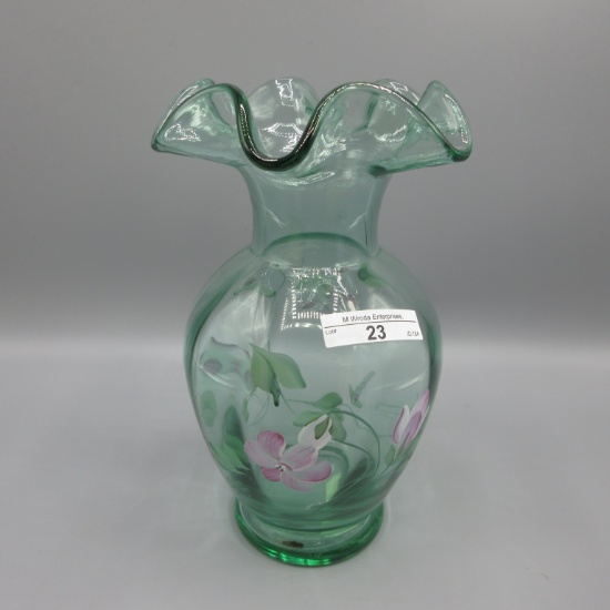 Fenton 9" HP vase w/ ruffle top