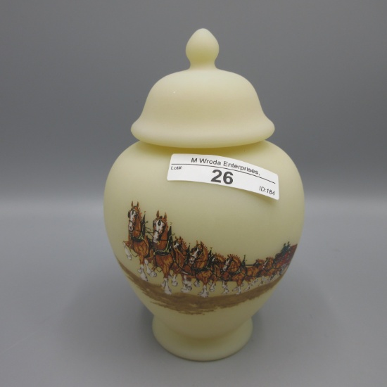 Fenton Budweiser Temple jar 5"