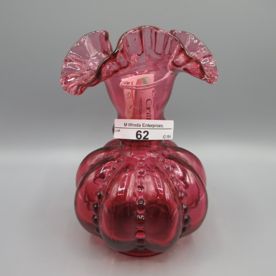 Fenton cranberry ribbed 5" vase