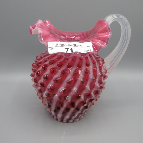 Fenton cran opal hobnial swirl syrup pitcher