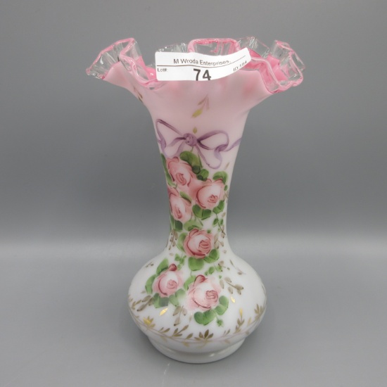 Fenton 8" peach crest Charleton vase