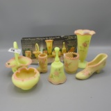 Fenton complete set MAry Walrath painted burmese w/ papers