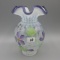 Fenton French opal. Rib Optic plum crest vase 6