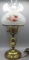 Fenton French opal HP Strawberry student lamp