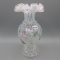 Fenton French Opal. Pink Crest HP Honeycomb vase- 9