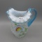 Fenton French Opal. Spiral Optic aqua crest pitcher-6.5