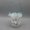 Fenton French Opal. HP Spiral Optic basket-8