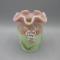 Fenton Lotus Mist HP Daffodil vase-5.5