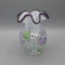 Fenton French Opal. Rib Optic purple crest HP vase-6