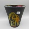 Fenton Giraffe sandcarved flip vase-HP Brightbill (with paperwork)-6