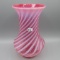 Fenton cranberry opal. Spiral Optic vase-9.5