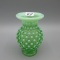 Fenton green opal. Hobnail DC vase-4