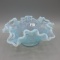 Fenton blue opal. Basketweave bowl-2.5