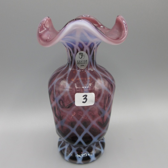Fenton purple Honeycomb pinch vase-6.5"
