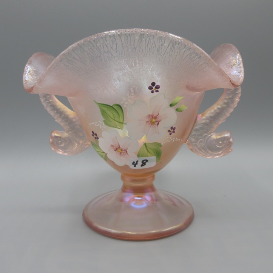 Fenton pink Stretch Dolphin candy bowl-HP -5"