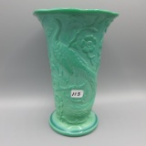 Vintage Fenton Mongolian green Peacock vase- 7.5