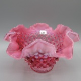 Vintage Fenton Cranberry Opal. Hobnail bowl-4