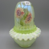 Fenton vaseline hand painted 3 pc. fairy light