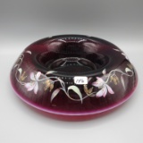 Fenton plum opal. handpainted rolled bowl