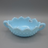 Fenton shiny blue 2-handled tid bit tray