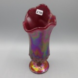 Fenton red Carnival Stretch Lily of the Valley vase-8