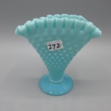 Fenton turquoise Hobnail fan vase-4