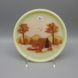 Fenton burmese handpainted tray-HP K. Sponsler