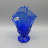 Fenton Colonial blue Lily of the Valley vase-6.5