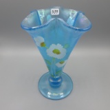 Fenton blue Stretch 4-corner HP vase-8.5