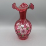 Fenton Cran. Handpainted vase-9.5