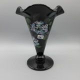 Fenton black HP cone vase 8
